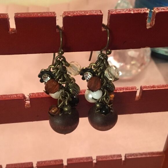 Coppertone Ear Wires with Multi Beads - Picture 2 of 4